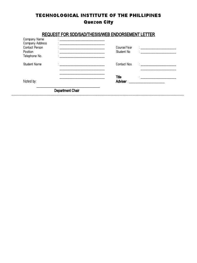 Thesis Endorsement Request Form | PDF