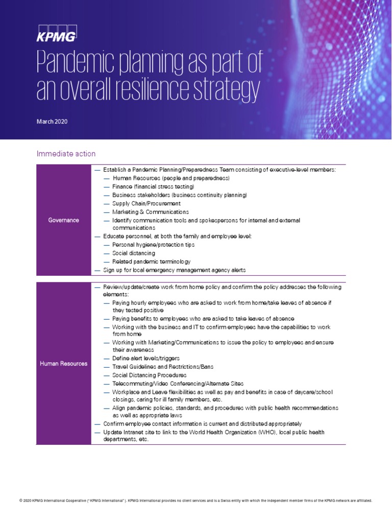 Pandemic Planning As Part of An Overall Resilience Strategy | PDF ...