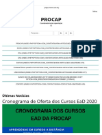 UnB - Capacitação - Cronograma de Oferta dos Cursos EaD 2020