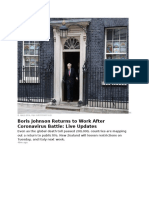 Boris Johnson Returns To Work After Coronavirus Battle: Live Updates