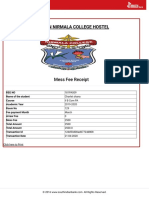 Warden Nirmala College Hostel: Mess Fee Receipt
