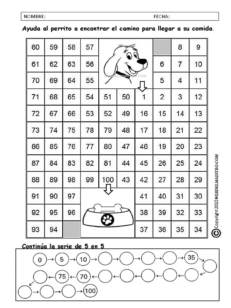 Caminito de Números del 1 al 100 | PDF | Artes del Lenguaje y ...