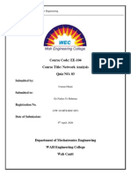 Course Code: EE-104 Course Title: Network Analysis Quiz NO. 03