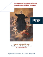 28 de Abril de 2020. San Pablo de La Cruz, Confesor. Propio y Ordinario de La Misa