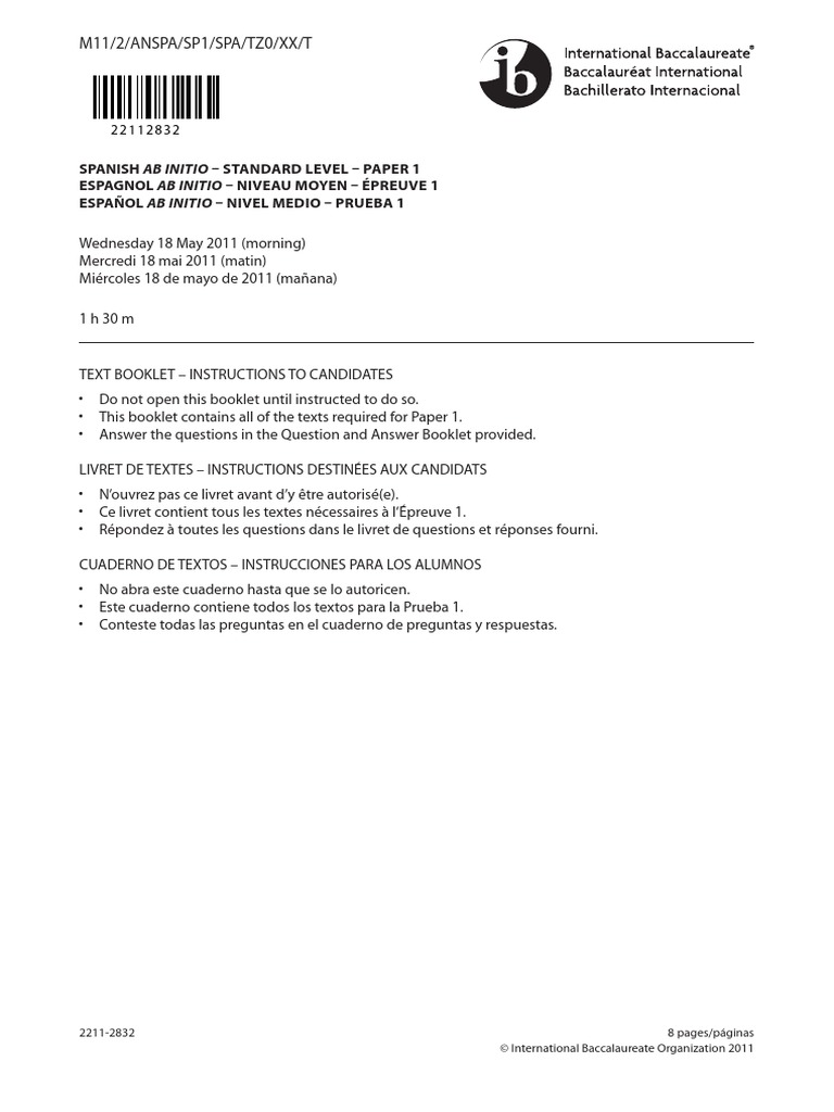 Spanish Ab Initio Paper 1 Text Booklet SL | PDF | Carnaval | Uruguay