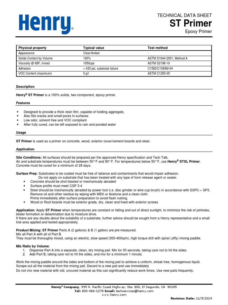 ST Primer Technical Data Sheet Epoxy Concrete