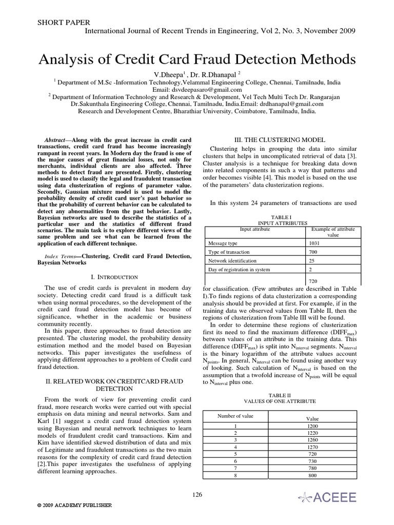 Analysis of Credit Card Fraud Detection Methods | PDF | Bayesian ...