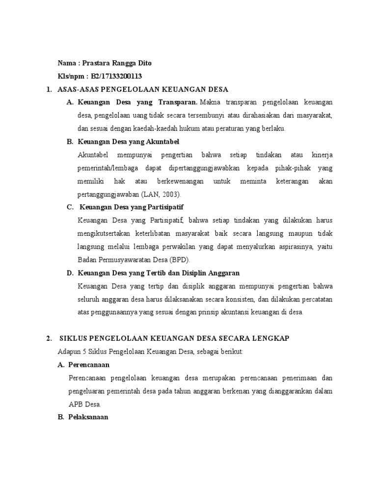 Pengelolaan Keuangan Desa yang Efektif | PDF | Pengelolaan Keuangan ...