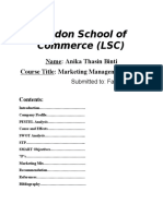 London School of Commerce (LSC) : Name: Anika Thasin Binti Course Title: Marketing Management (MM)