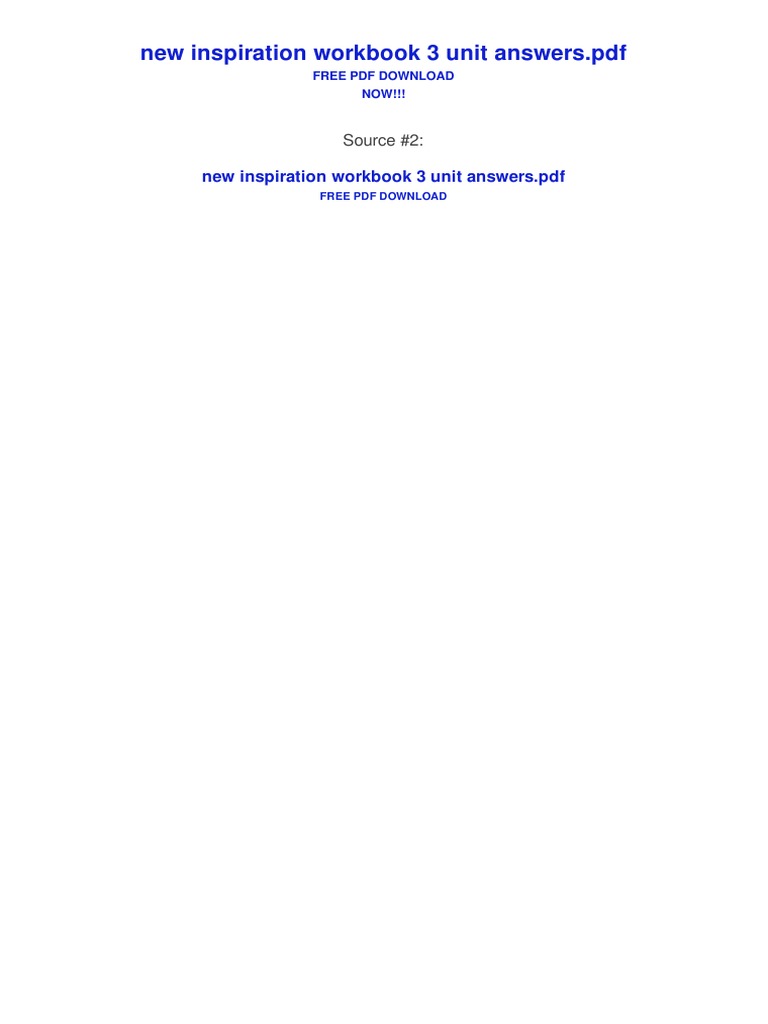 New Inspiration Workbook 3 Unit Answers PDF | PDF | World Wide Web ...