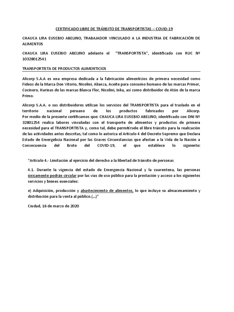 Libre Tránsito | PDF