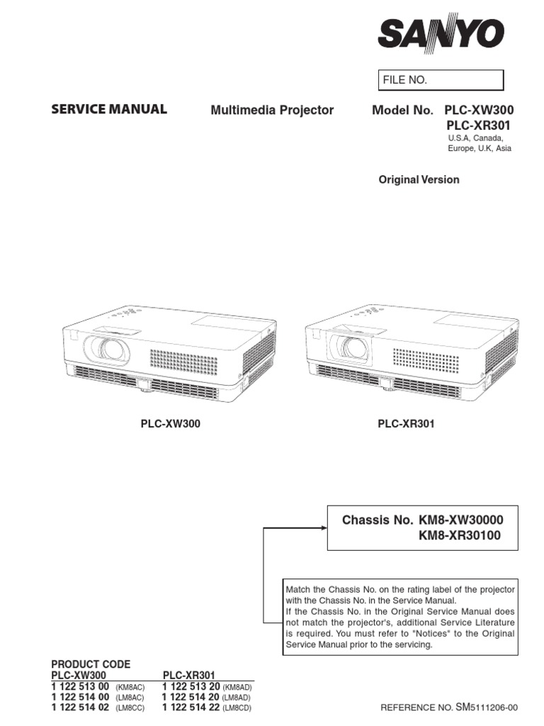 Sanyo plc-xw300 xr301 SM | Electricity | Electronics
