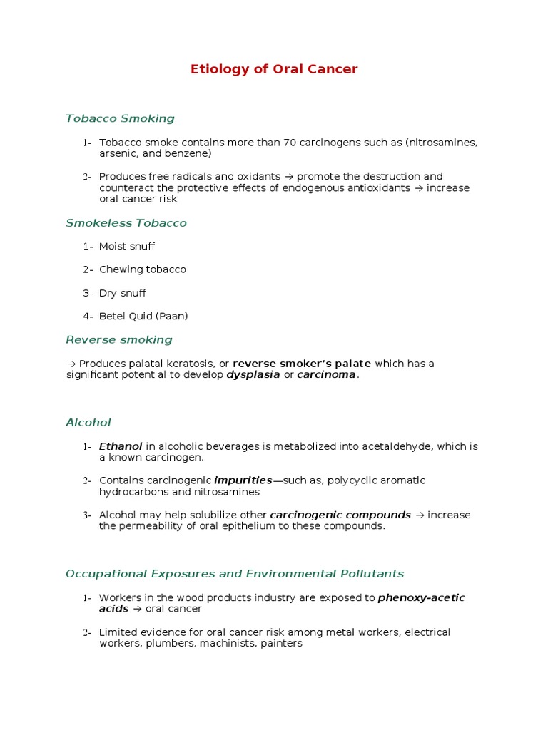 Etiology of Oral Cancer | PDF | Carcinogen | Cancer