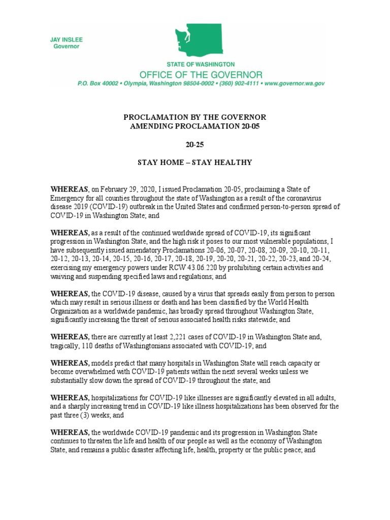 Proclamation 20-25 - Coronovirus Stay Safe-Stay Healthy | PDF ...