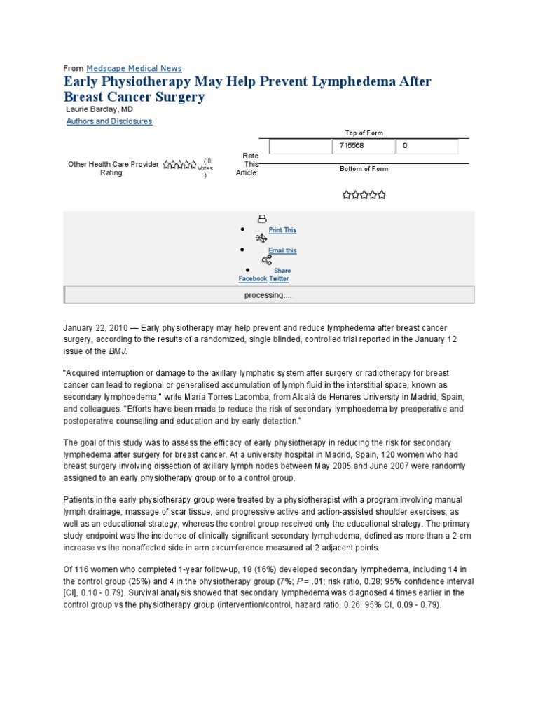 Preventive measures for lymphedema after cancer treatment