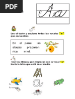 Lectura y actividades con la vocal A | PDF