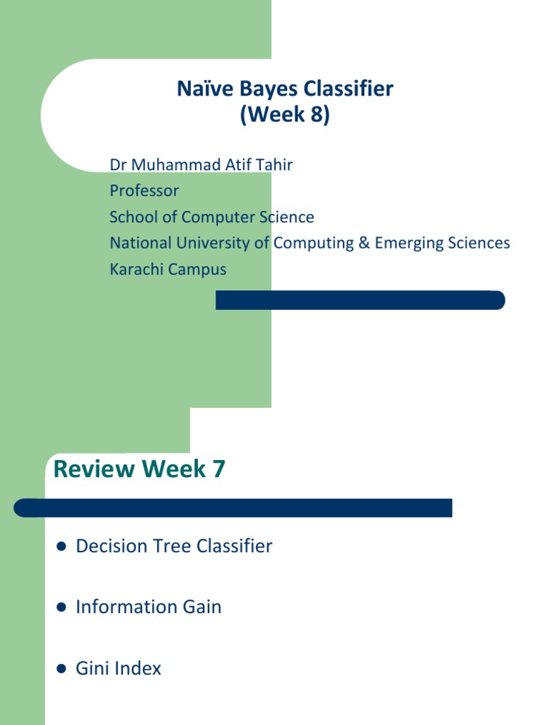 Naïve Bayes Classifier (Week 8) | PDF | Statistical Classification ...