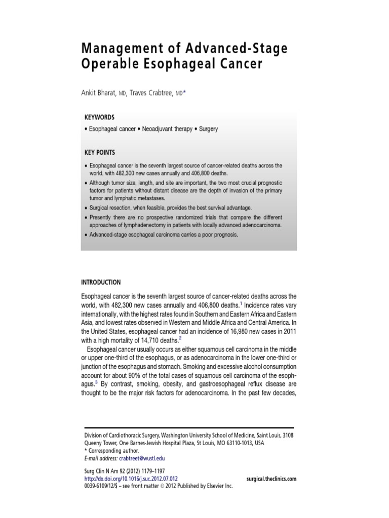 Advanced Esophageal Cancer | PDF | Esophageal Cancer | Metastasis