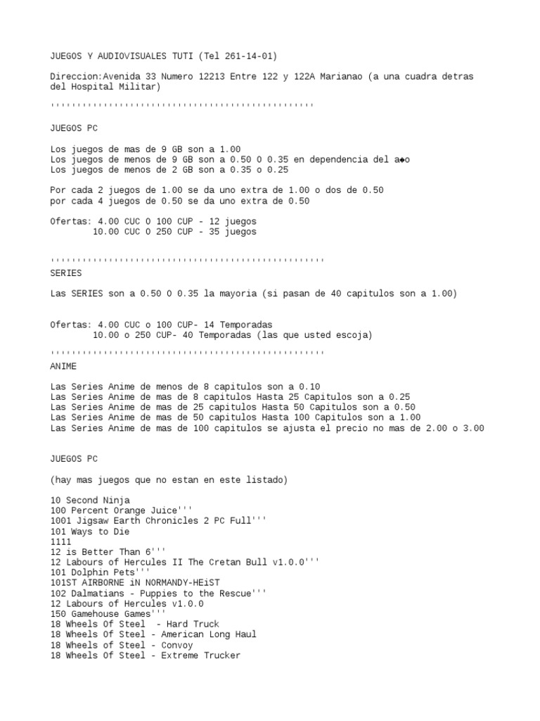 定率割引 往復 JUEGOS Y Ocio | PDF | 261-14-01) (Tel TUTI AUDIOVISUALES ヴァイスシュヴァルツ
