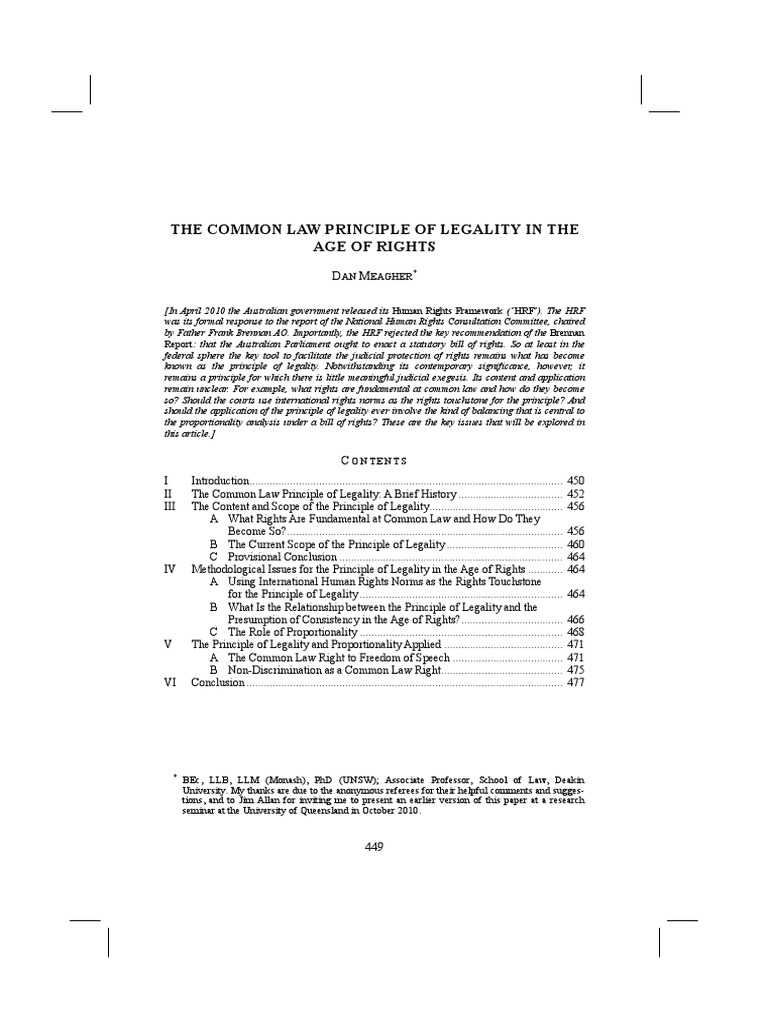 The Principle of Legality | PDF | Common Law | Human Rights