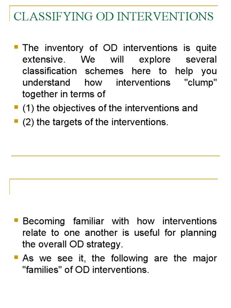 Od4 Classifying Od Interventions | PDF | Organization Development | Goal