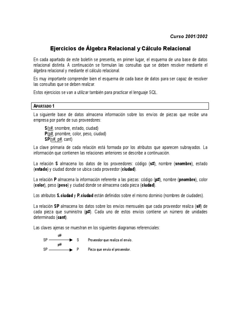 Ejercicios SQL PDF | PDF | Base de datos relacional | Recuperación de ...