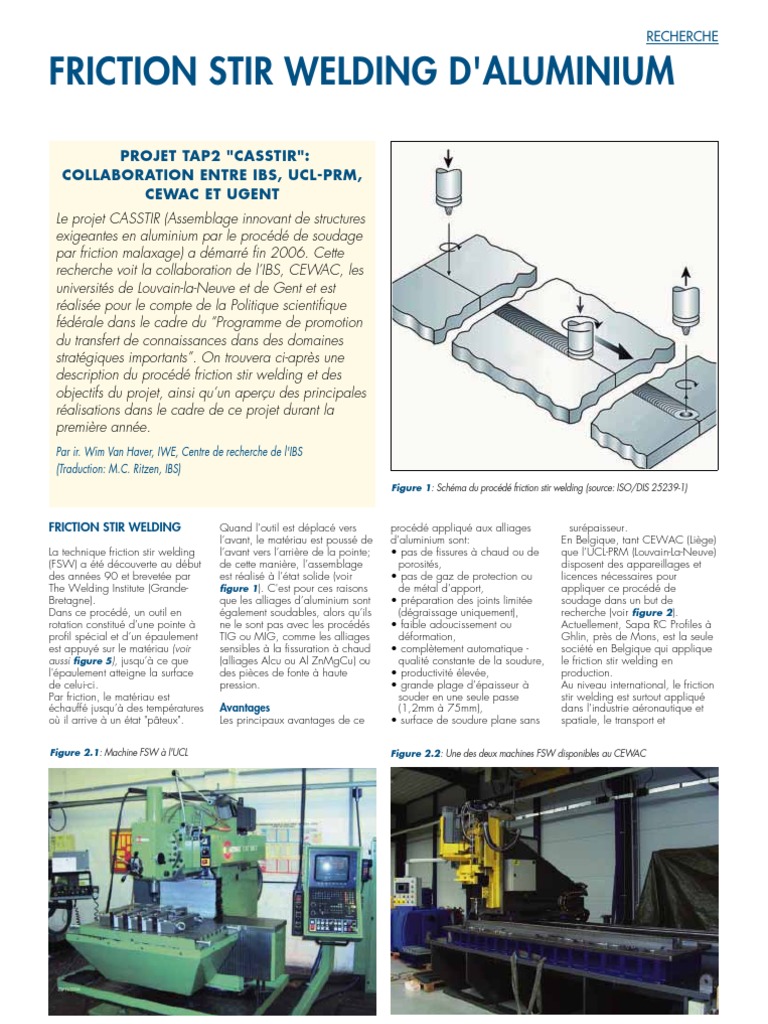 Friction Stir Welding : Projet CASSTIR | PDF | Soudage | Construction