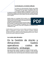 La Clasificación Del Almacén y El Método Utilizado