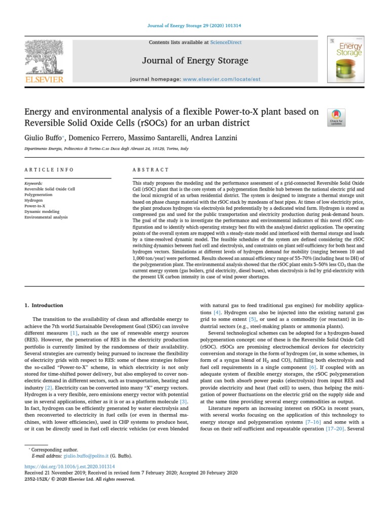 Journal of Energy Storage Sciencedirect PDF Cogeneration Fuel Cell