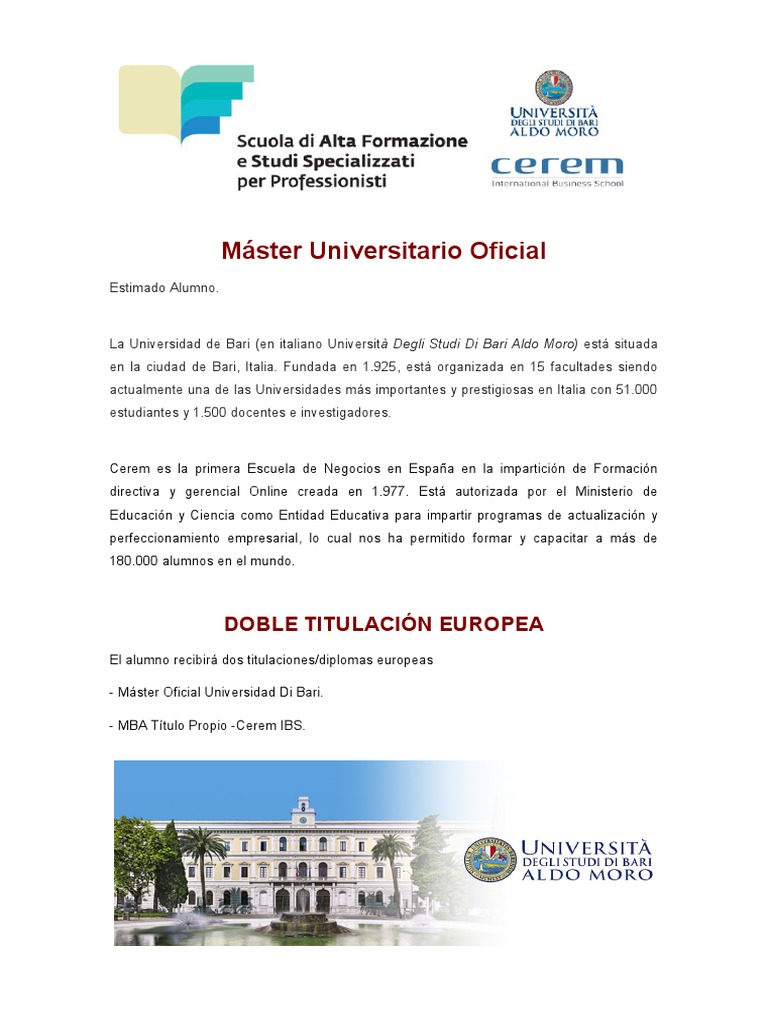 Bienvenida Al Master Alta Direccion Cerem Bari 19 Pdf Aprendizaje Escuelas