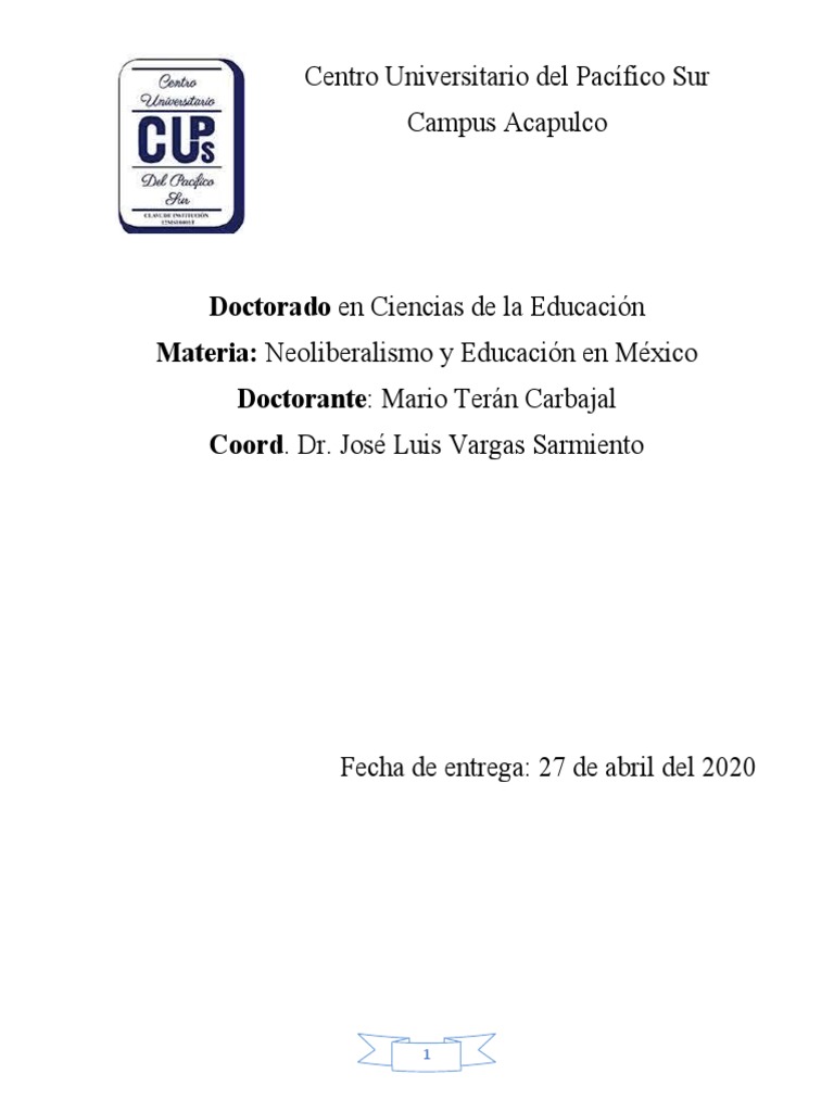 Neoliberalismo y Educación en México | PDF | Neoliberalismo | Nacionalismo