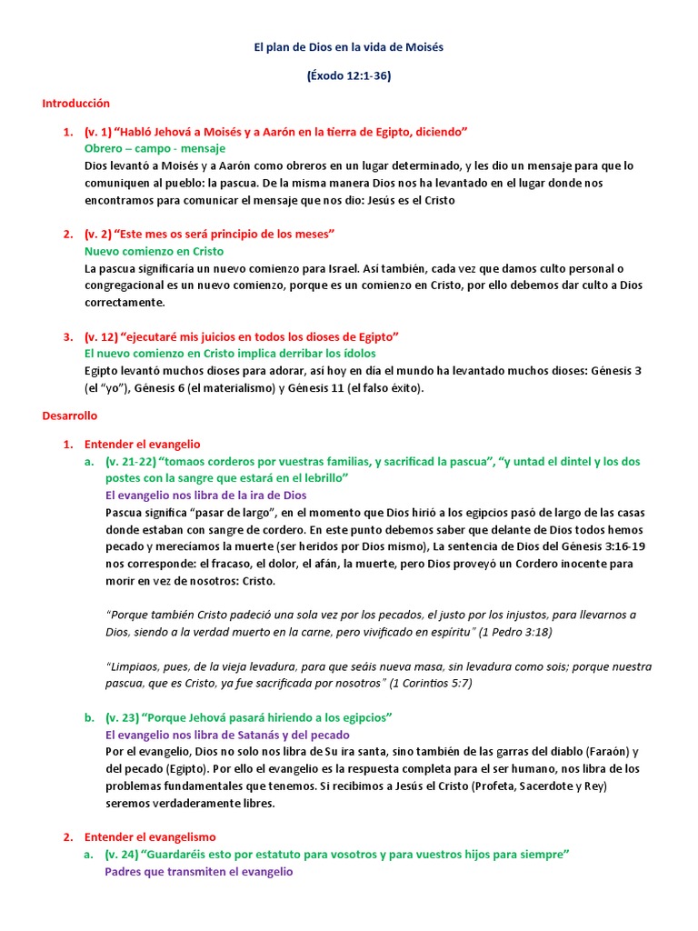 El plan de Dios para Israel y Moisés | PDF | Moisés | Pascua de ...