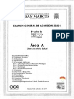 Examen San Marcos 2020-1 Area A PDF