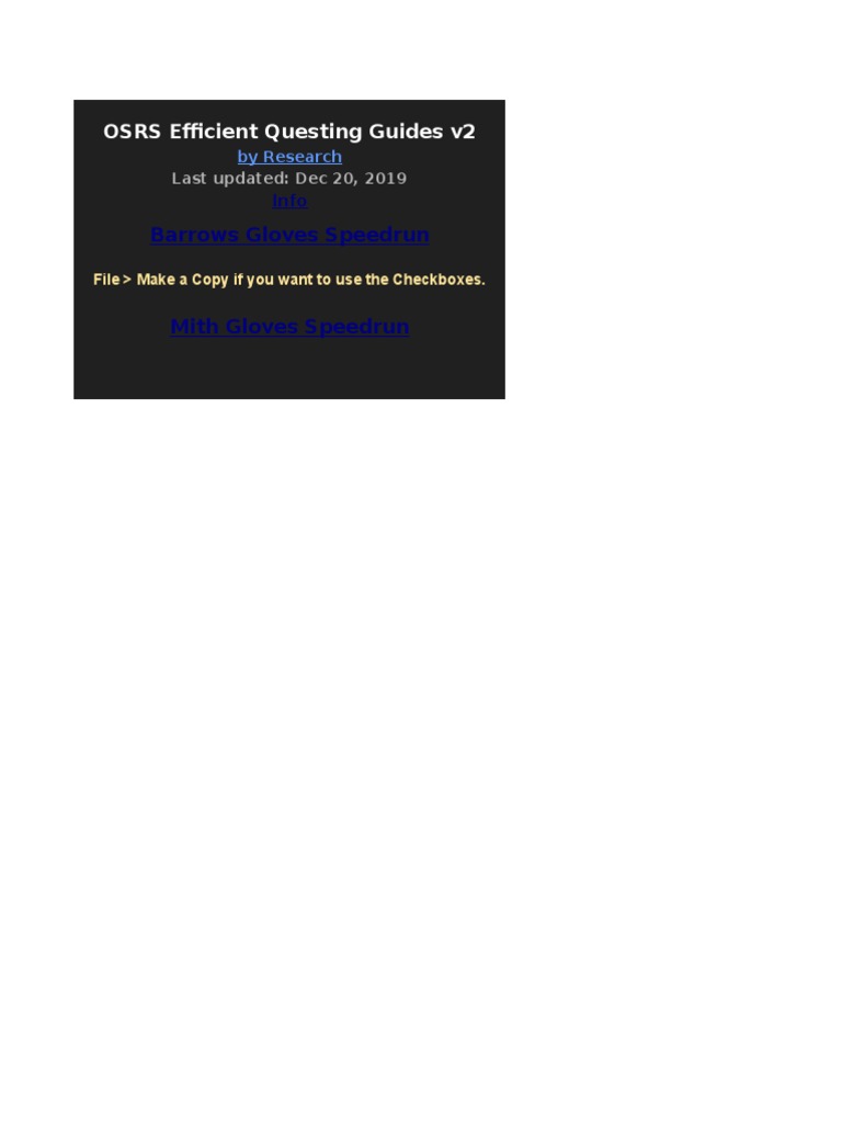 OSRS Efficient Questing Guide v2 | PDF | Nature