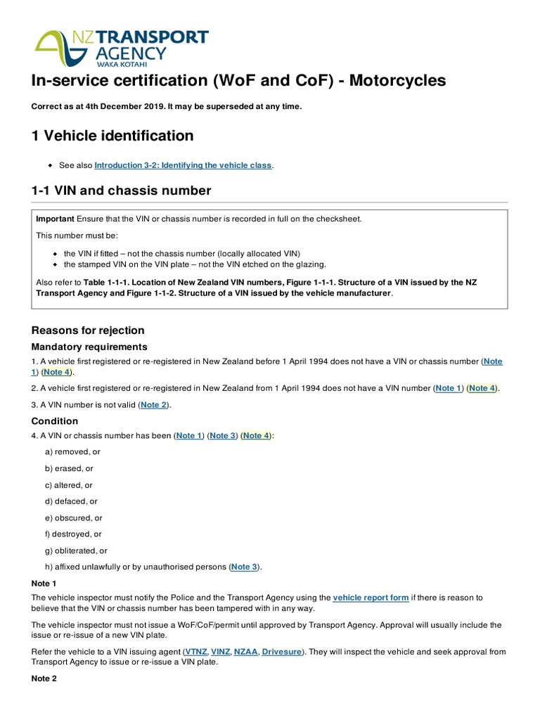 Motorcycles WOF Requirements PDF PDF Headlamp Lighting
