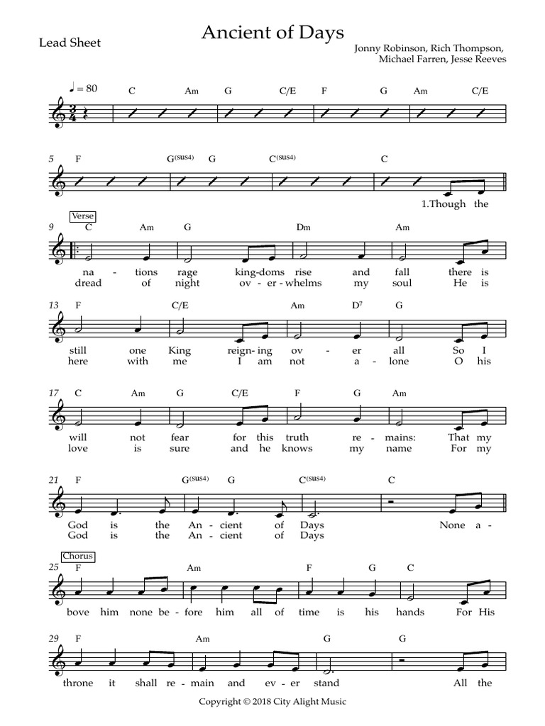 Ancient of Days Lead Sheet | PDF