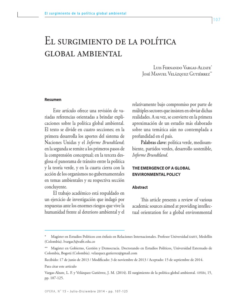 El Surgimiento de La Política Global Ambiental | PDF | Ambientalismo ...