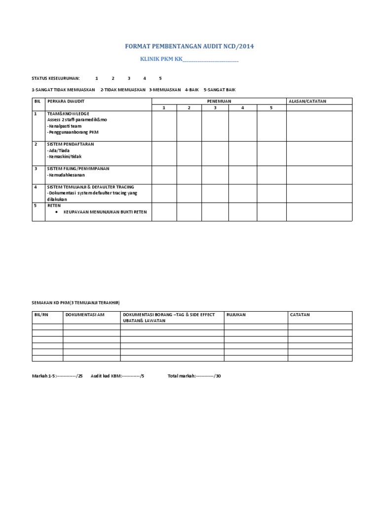 Format Audit NCD PKM | PDF