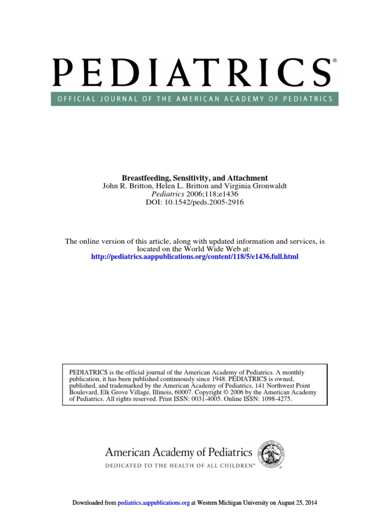 Breastfeeding, Sensitivity, and Attachment PDF Breastfeeding