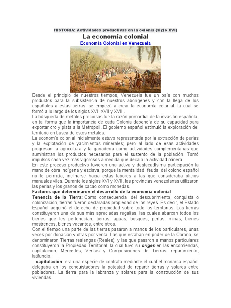 Economía Colonial en Venezuela: Siglo XVI | PDF | Agricultura | Venezuela