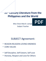21 Century Literature From The Philippines and The World: Miss Charo Mae B. Lampad Subject Teacher