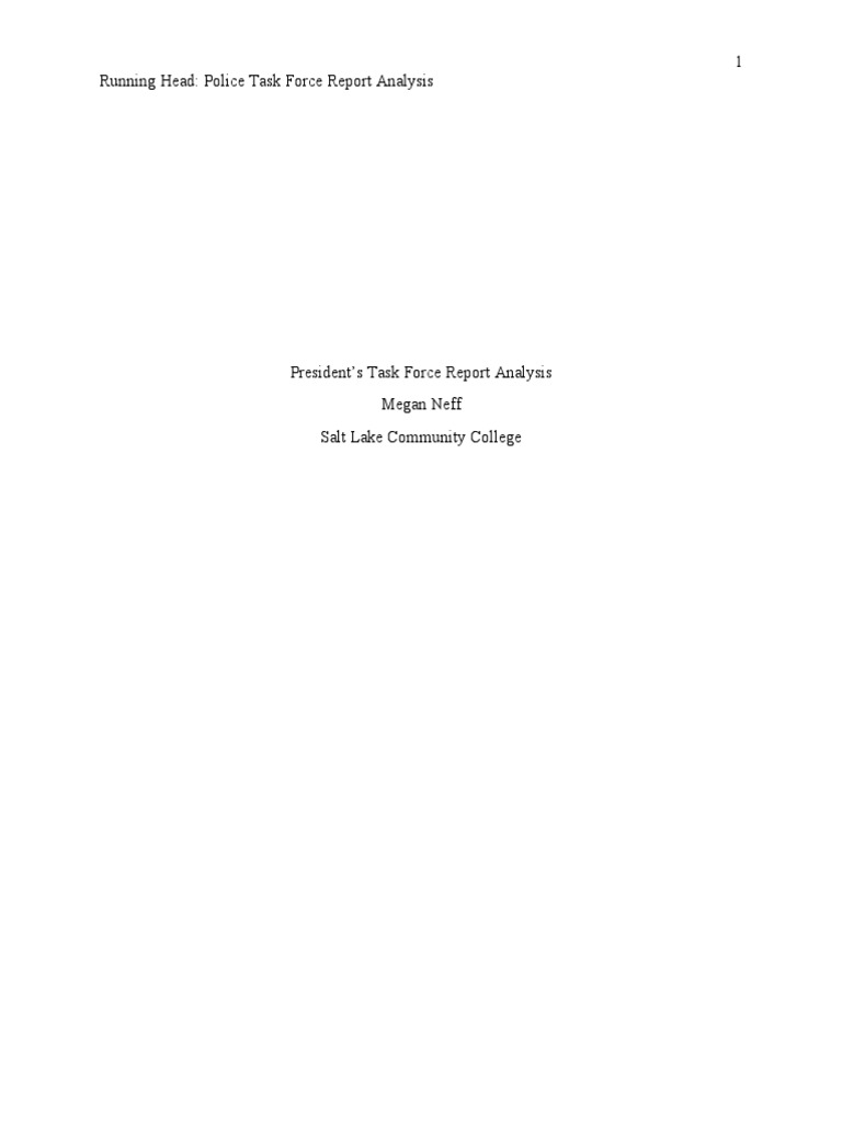 Presidents Task Force Analysis | PDF | Use Of Force | Police