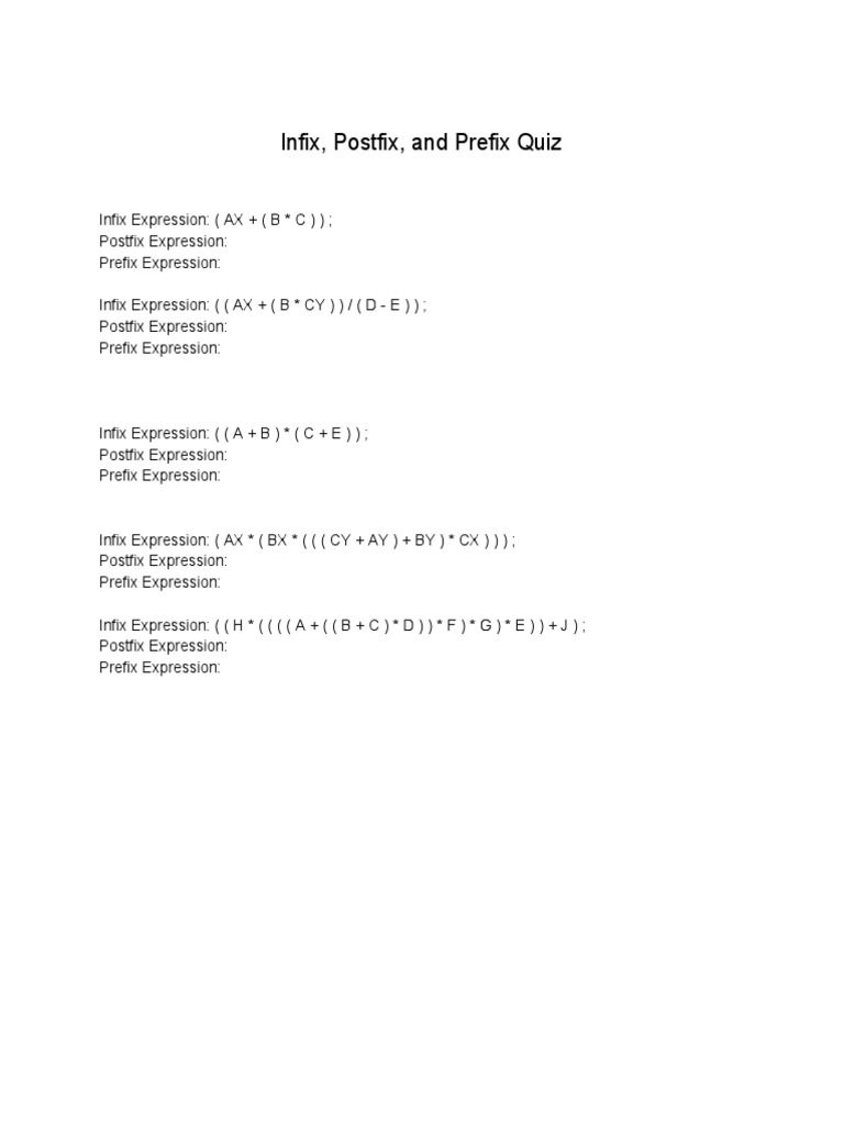 Postfix Infix