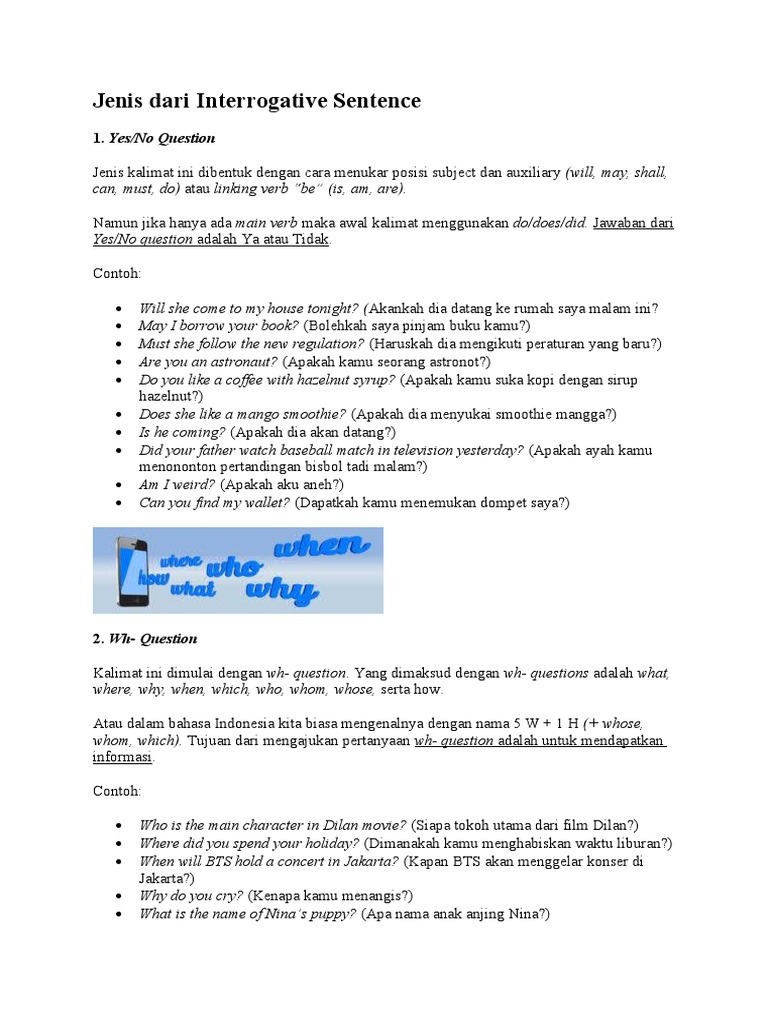 Jenis-Jenis Kalimat Interrogatif | PDF