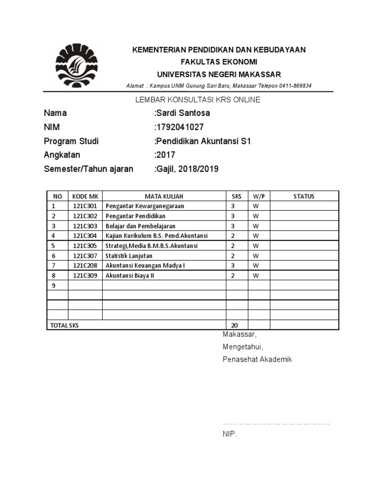 Panduan KRS Manual Mahasiswa Akuntansi | PDF