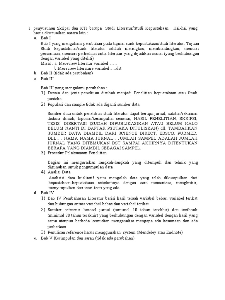 Penyusunan Skripsi Dan Kti Berupa Studi Literatur Masukan 21 April 2020