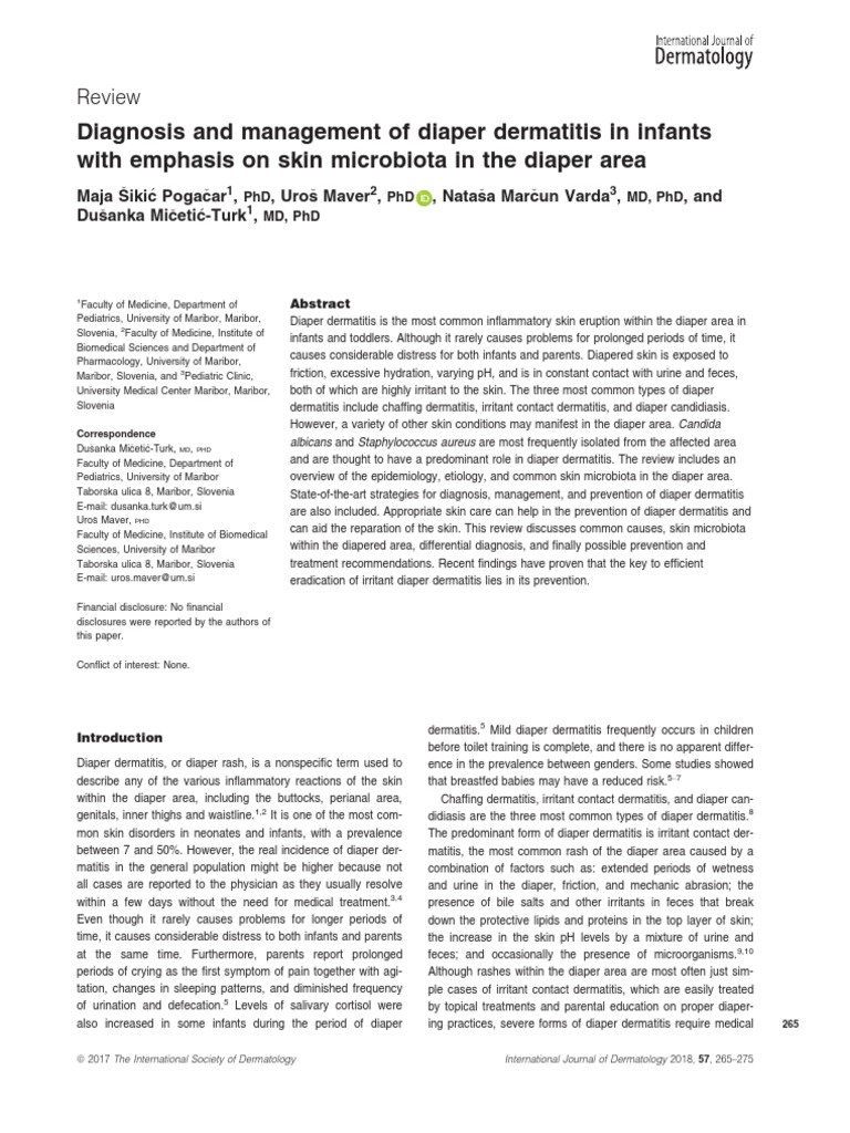Diagnosis and Management of Diaper Dermatitis in Infants With Emphasis