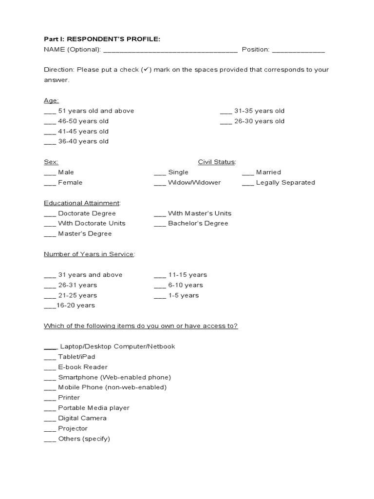 PROPOSAL1 Respondents Profile | PDF | Career & Growth