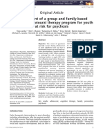 Development of A Group and Family-Based Cognitive Behavioural Therapy Program For Youth at Risk For Psychosis