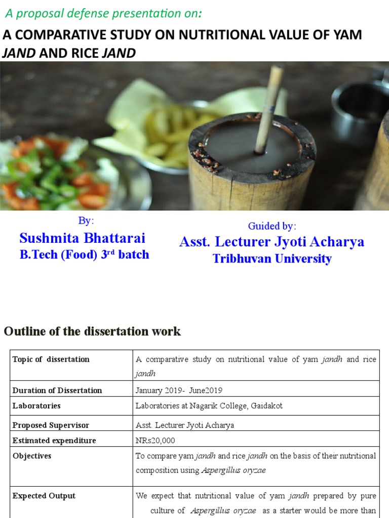 A Comparative Study On Nutritional Value of Yam Jand and Rice Jand